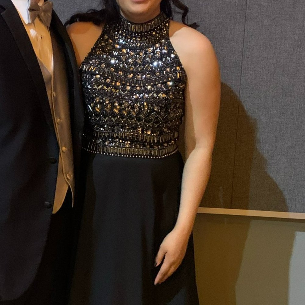 Black Bedazzled Prom Dress